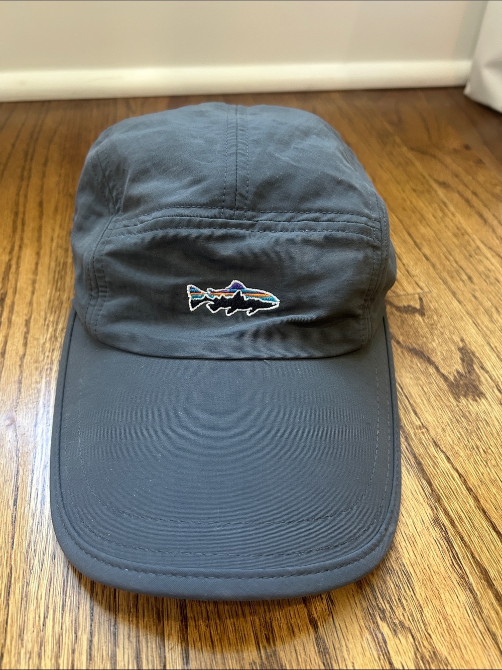 Patagonia Charcoal Gray Fishing Cap with Embroidered Trout